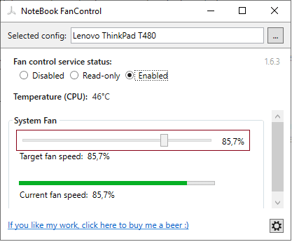 Nastavení trvalých otáček větráku