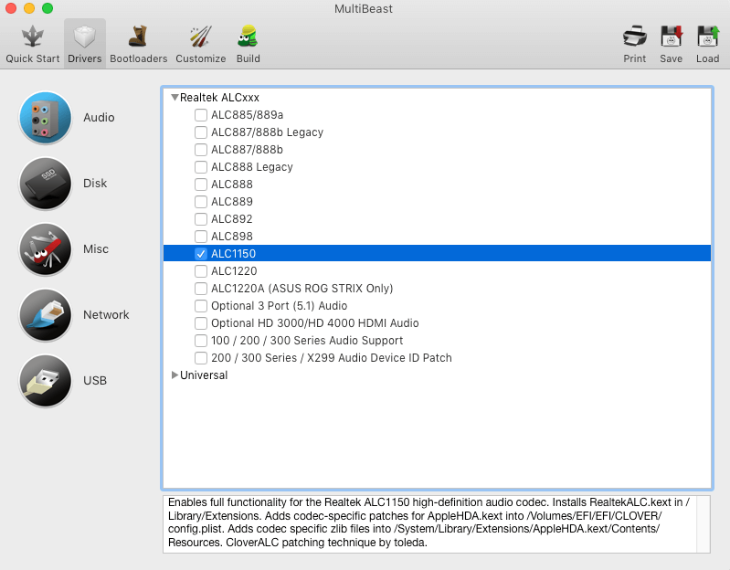 Volba ovladače pro zvukovou kartu