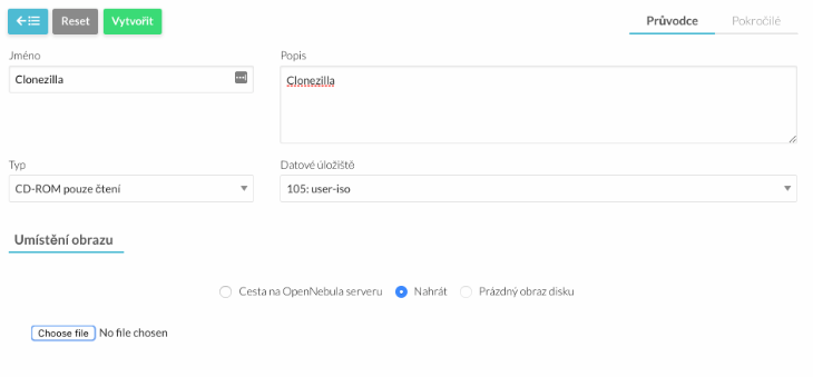 Nahrání ISO na server