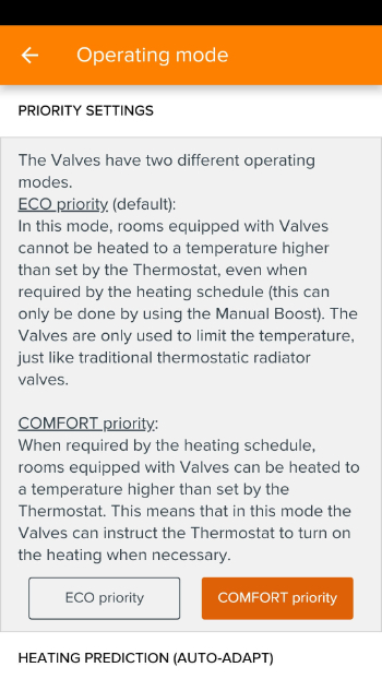Nastavení Operating Mode